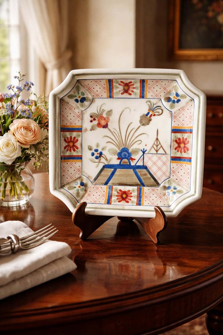 Andrea by Sadek Japan Decorative Square Floral Dish Pattern 8600